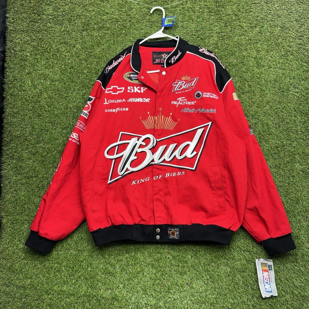 NASCAR Budweiser Dale Earnhardt Jr Jacket Mens XL Chase JH Designs Snap NWT